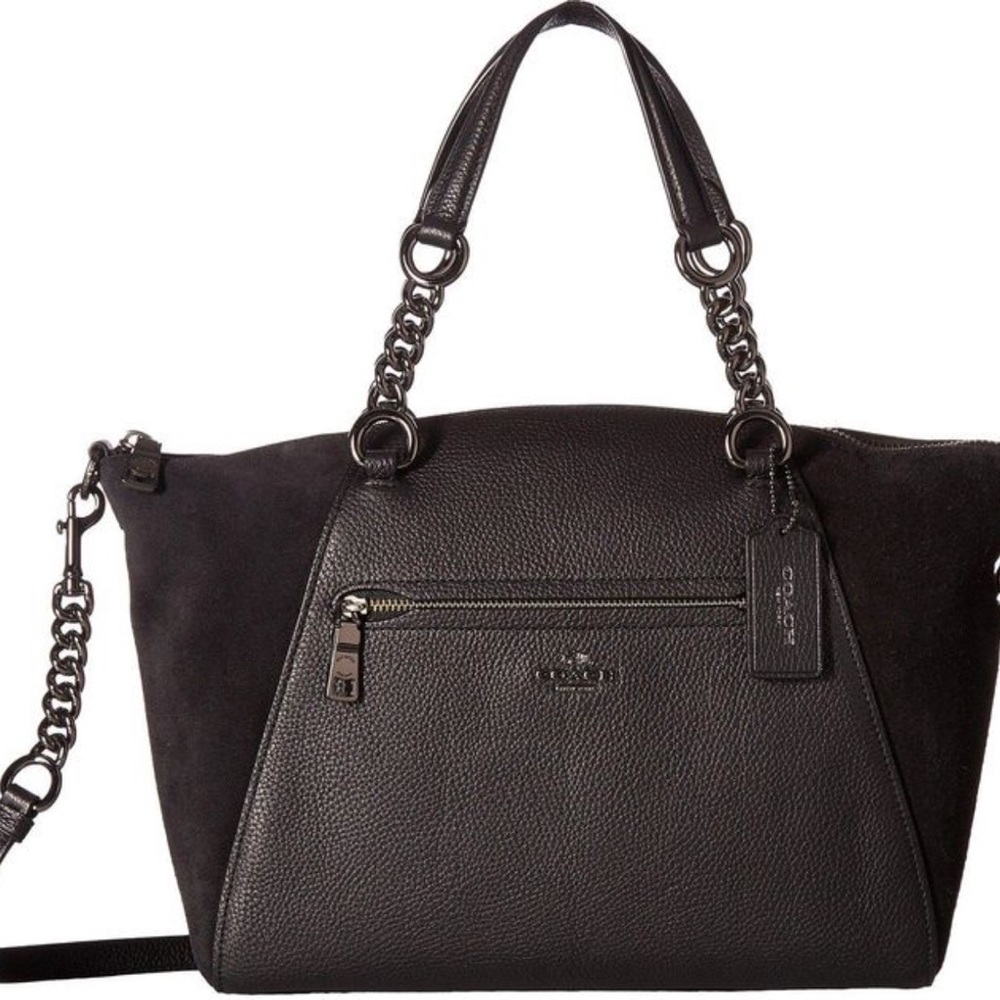 Coach Prairie Satchel Black Leather & Suede